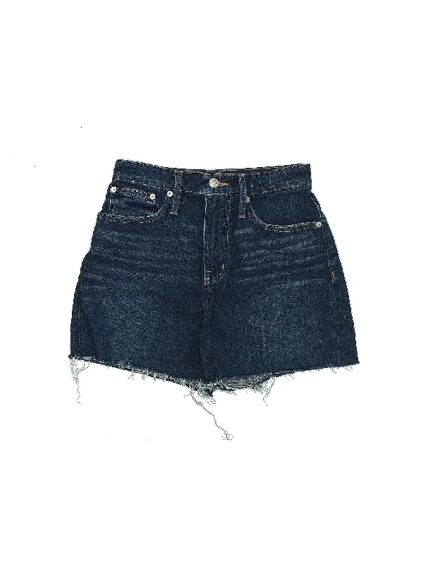 Women's High - Rise Paperbag Waist Shorts in Khaki for a Stylish and Comfortable LookMid-Rise Denim Shorts in Dark Wash