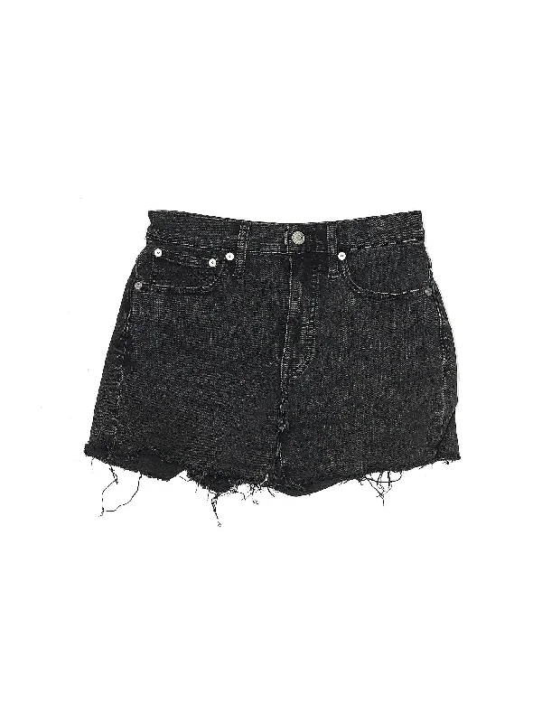 Plus Size Women's Denim Cut - off Shorts with Frayed Edges for a Casual and Laid - Back VibeMid-Rise Denim Shorts in Dark Wash