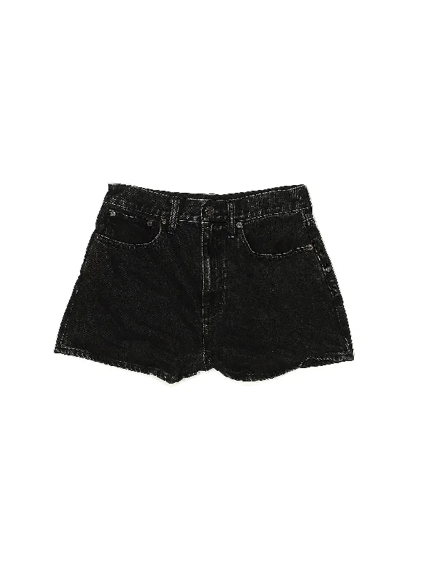 Plus Size Women's Denim Shorts with a Button - Fly in Dark Indigo for a Durable and Timeless StyleMid-Rise Denim Shorts in Dark Wash