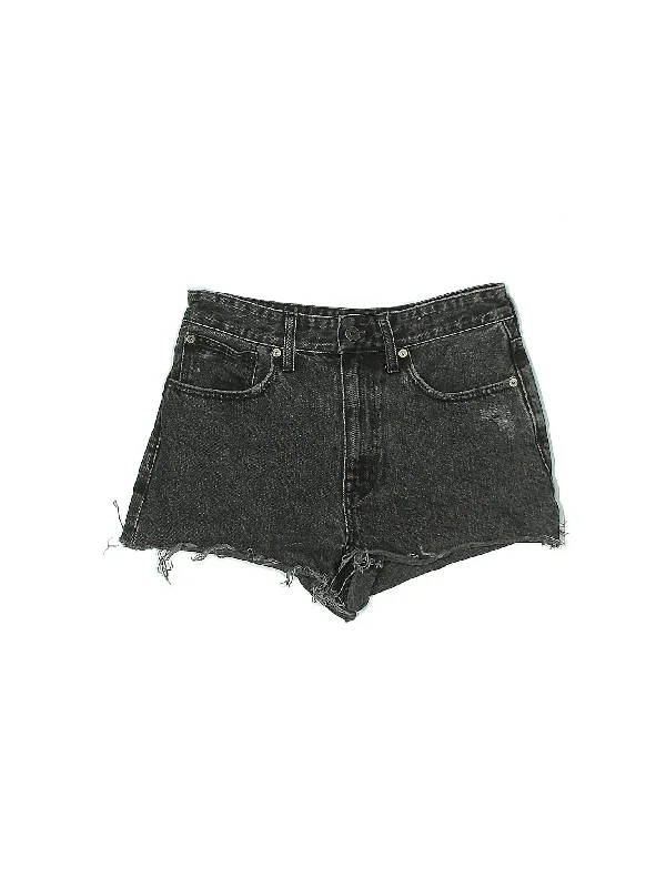 Women's Lace - Trimmed Shorts in White for a Romantic and Elegant OutfitMid-Rise Denim Shorts in Dark Wash