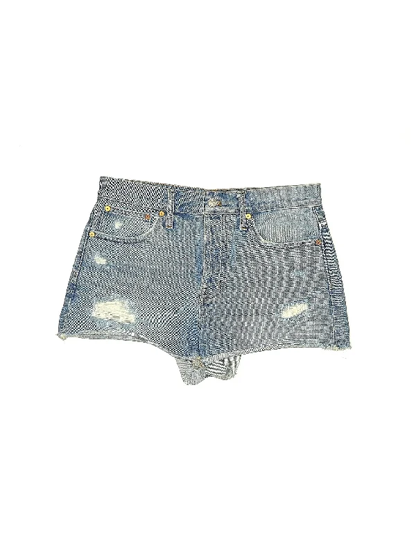 Plus Size Women's Denim Shorts with a Button - Fly in Dark Indigo for a Durable and Timeless StyleMid-Rise Denim Shorts in Medium Wash