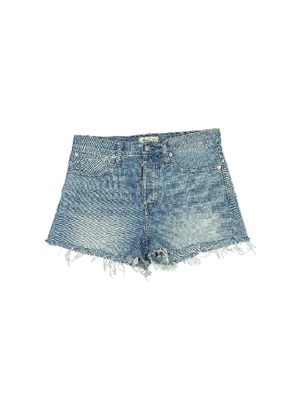 Plus Size Women's Stretch Cotton Athletic Shorts with Side Pockets for Workout SessionsMid-Rise Denim Shorts in Medium Wash