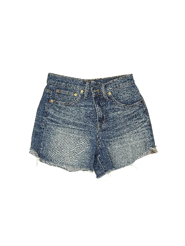 Plus Size Women's Stretch Denim Shorts with Belt Loops in Medium Wash for a Versatile FitMid-Rise Denim Shorts in Medium Wash