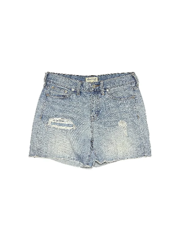 Women's High - Rise Paperbag Waist Shorts in Khaki for a Stylish and Comfortable LookMid-Rise Denim Shorts in Medium Wash