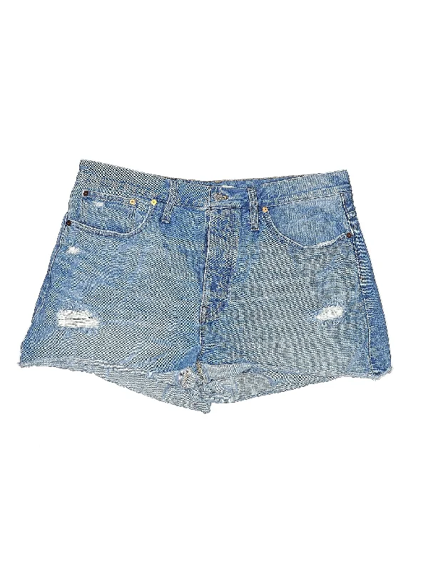 Women's High - Rise Paperbag Waist Shorts in Khaki for a Stylish and Comfortable LookMid-Rise Denim Shorts in Medium Wash