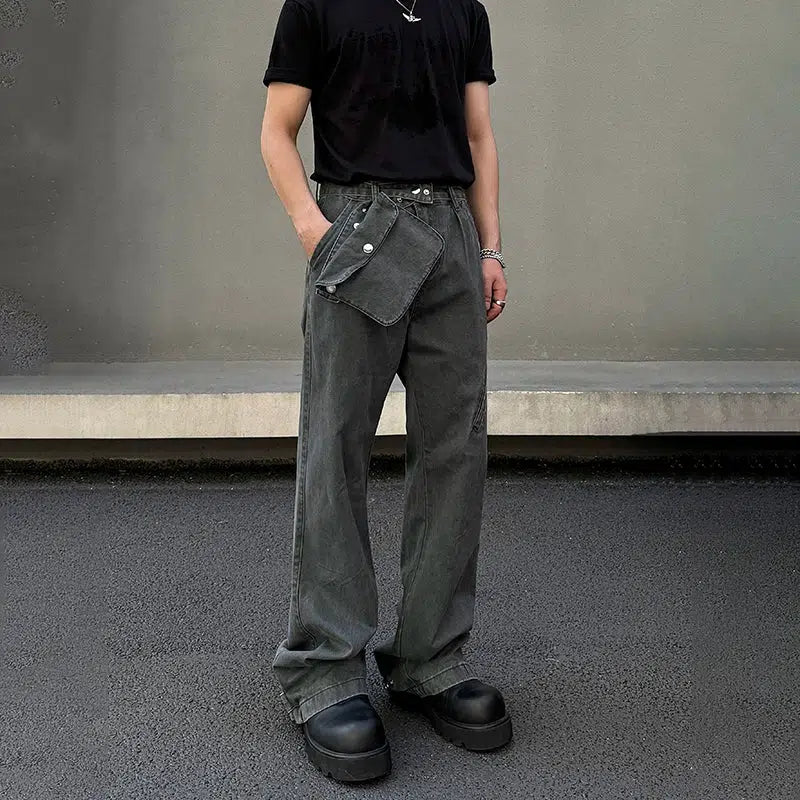 Dark - wash women jeans for a sophisticated and slimming effectPocket Distressed Casual Jeans