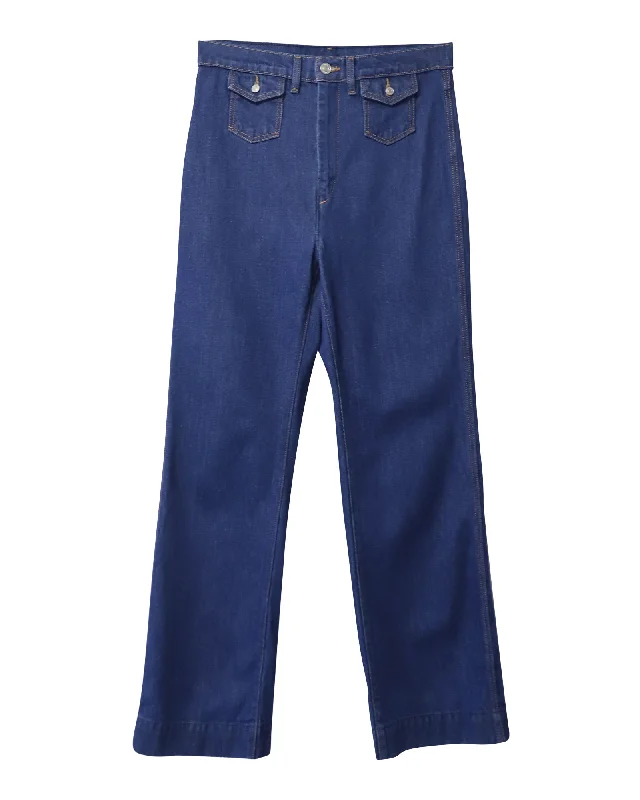 Acid - wash women jeans with a retro finishRe/done Straight Leg Denim Jeans in Blue Cotton
