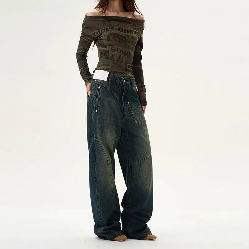 Jeggings women jeans combining the comfort of leggings and style of jeansRetro Deconstructed Design Straight Jeans