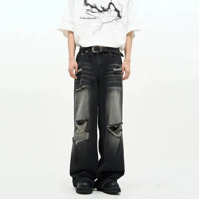 Distressed women jeans for a trendy and edgy lookRipped Wide-leg Jeans