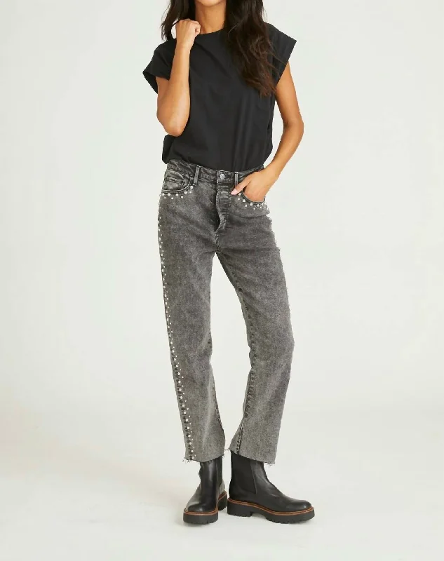 Dark - wash women jeans for a sophisticated and slimming effectRoyce X Blizzard Studded Jeans In Charcoal Denim Dark - wash women jeans for a sophisticated and slimming effectRoyce X Blizzard Studded Jeans In Charcoal Denim