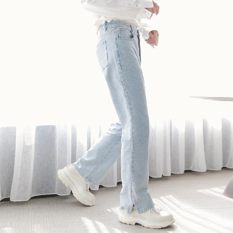 Plus - size women jeans for a comfortable and stylish fitSide Slit Slim Fit Jeans
