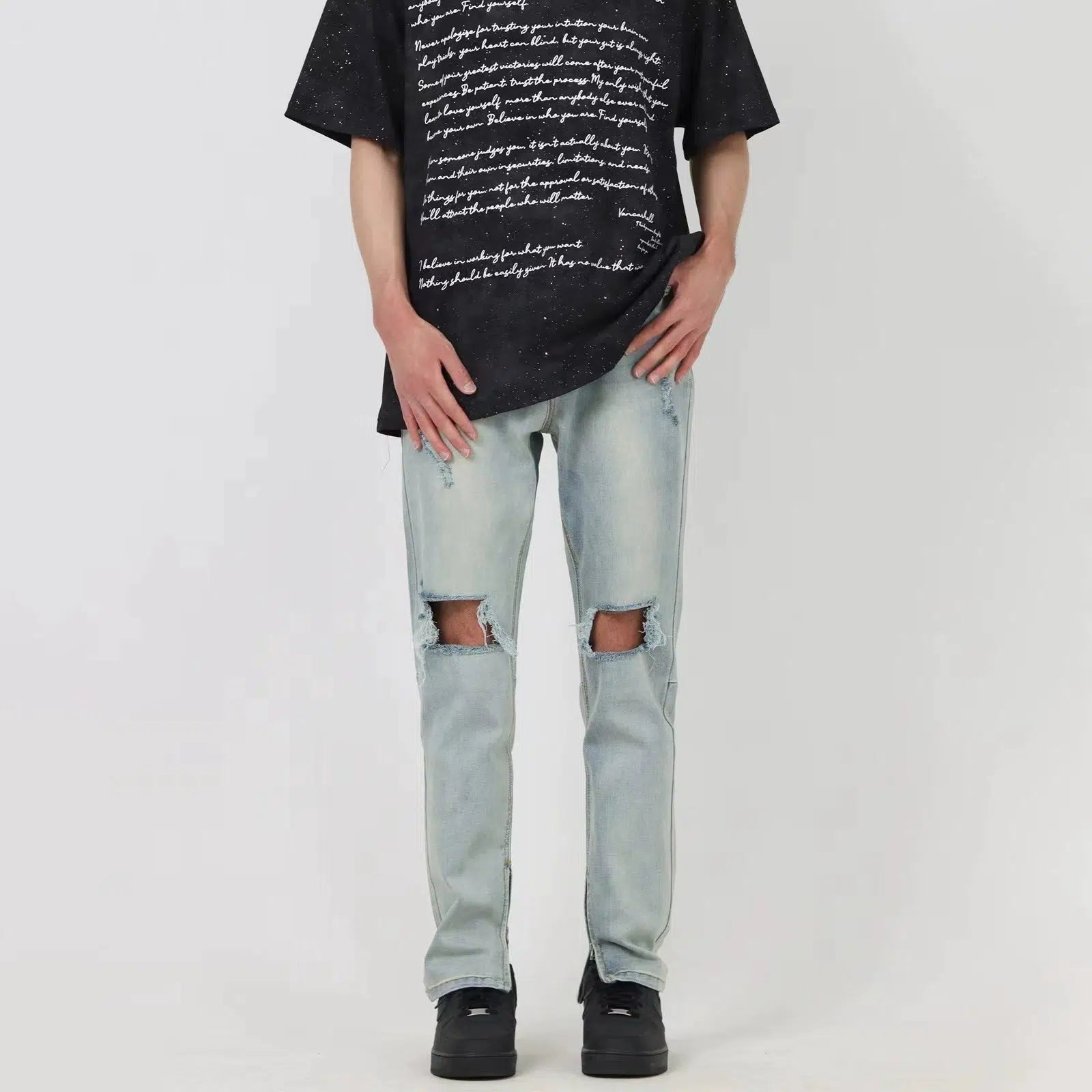 Bootcut women jeans to complement various shoe stylesSlim-fit Ripped Jeans