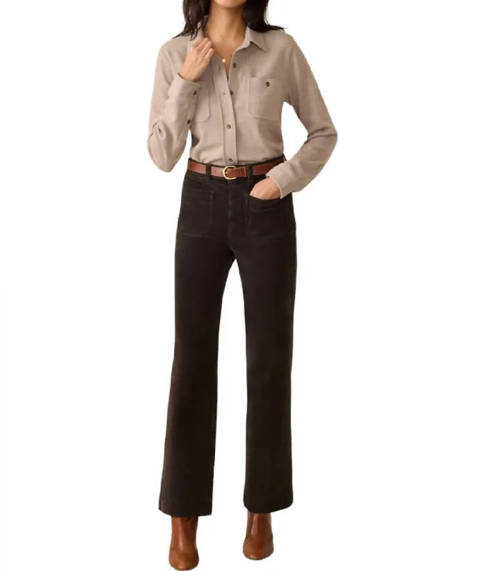 Button - fly women jeans with a traditional touchSoftstretch Cord Flare Jeans In Espresso