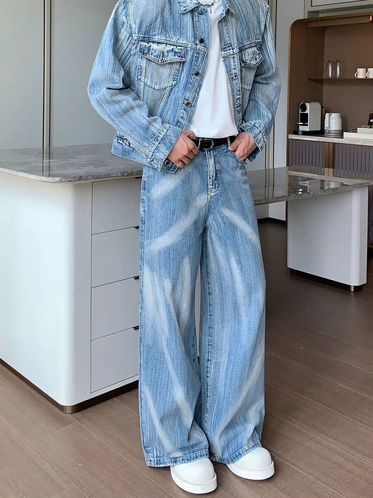 Jeggings women jeans combining the comfort of leggings and style of jeansTie-dye Wide-leg Jeans