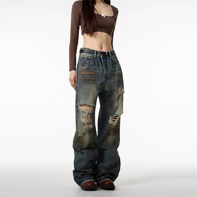 Mom jeans for a nostalgic and casual lookTie-dyed Ripped Jeans