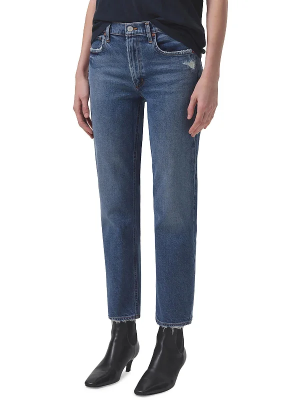 Acid - wash women jeans with a retro finishWomens Distressed Denim Straight Leg Jeans Acid - wash women jeans with a retro finishWomens Distressed Denim Straight Leg Jeans