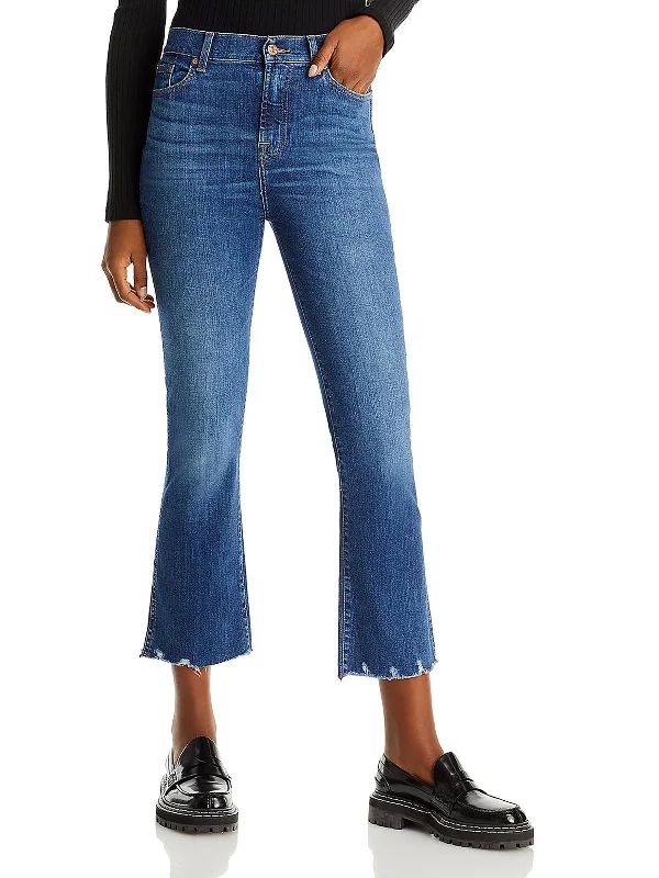 Acid - wash women jeans with a retro finishWomens High-Waist Frayed Hem Cropped Jeans Acid - wash women jeans with a retro finishWomens High-Waist Frayed Hem Cropped Jeans
