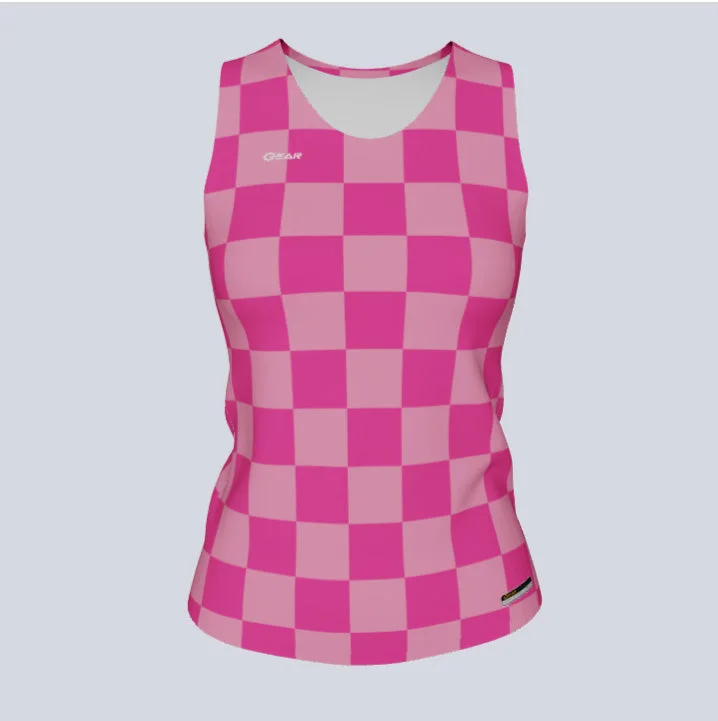 Pullover women's jersey for convenienceLadies Custom Fitted Track Singlet Checker Jersey