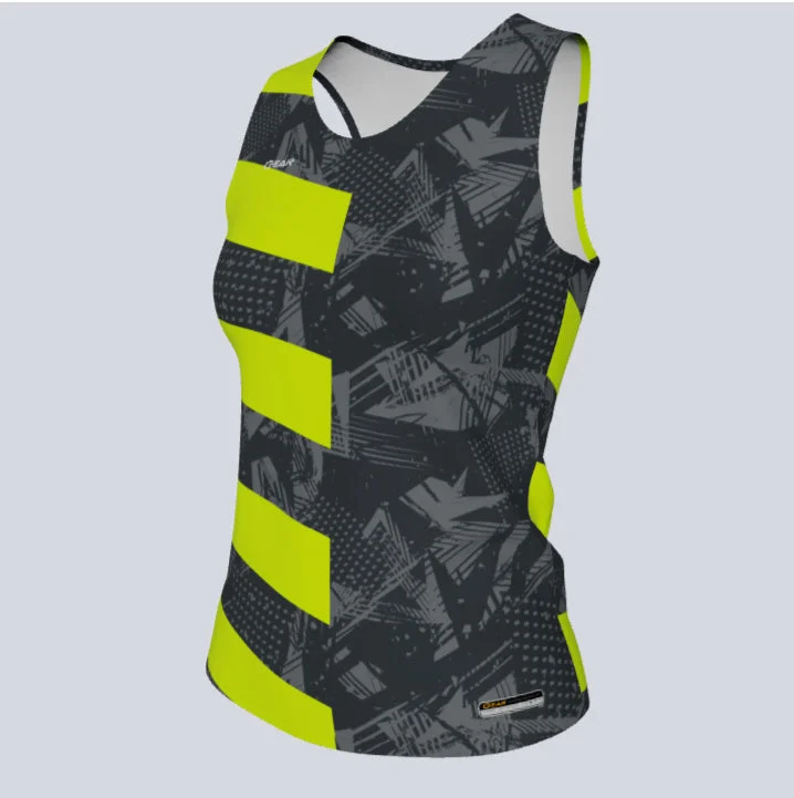 Women's jersey with a geometric printLadies Custom Fitted Track Singlet Dortmund Jersey