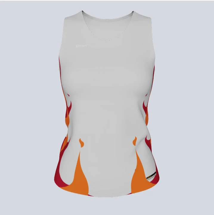 Short - sleeve women's jersey for summer workoutsLadies Custom Fitted Track Singlet Fire Jersey