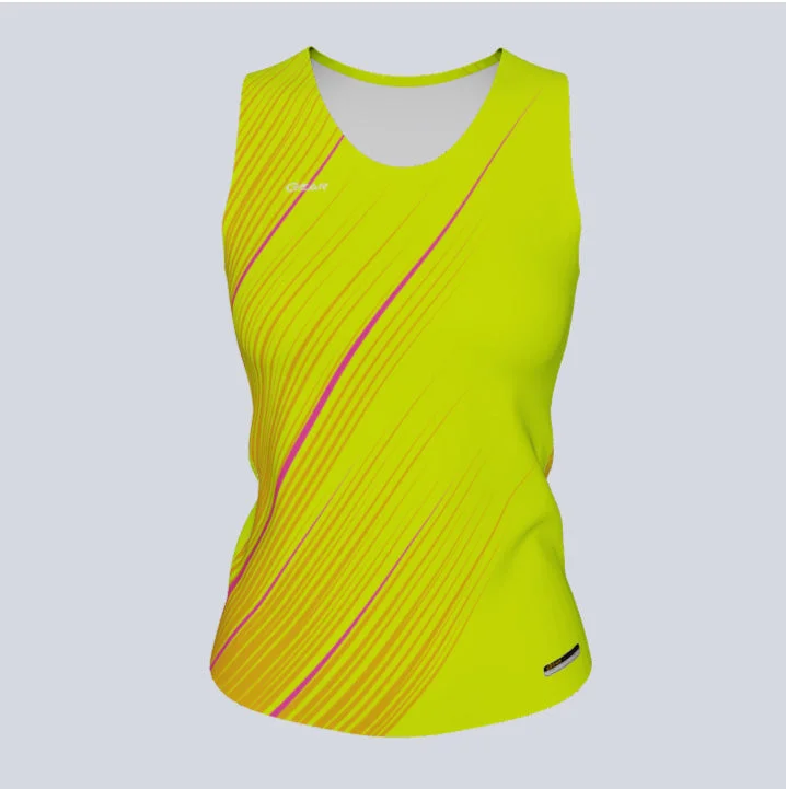 Women's jersey for post - workout relaxationLadies Custom Fitted Track Singlet Flash Jersey