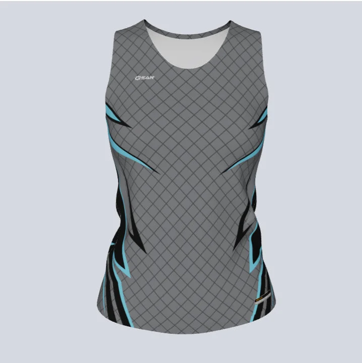 Women's jersey with a mesh panel for ventilationLadies Custom Fitted Track Singlet Hawk Jersey