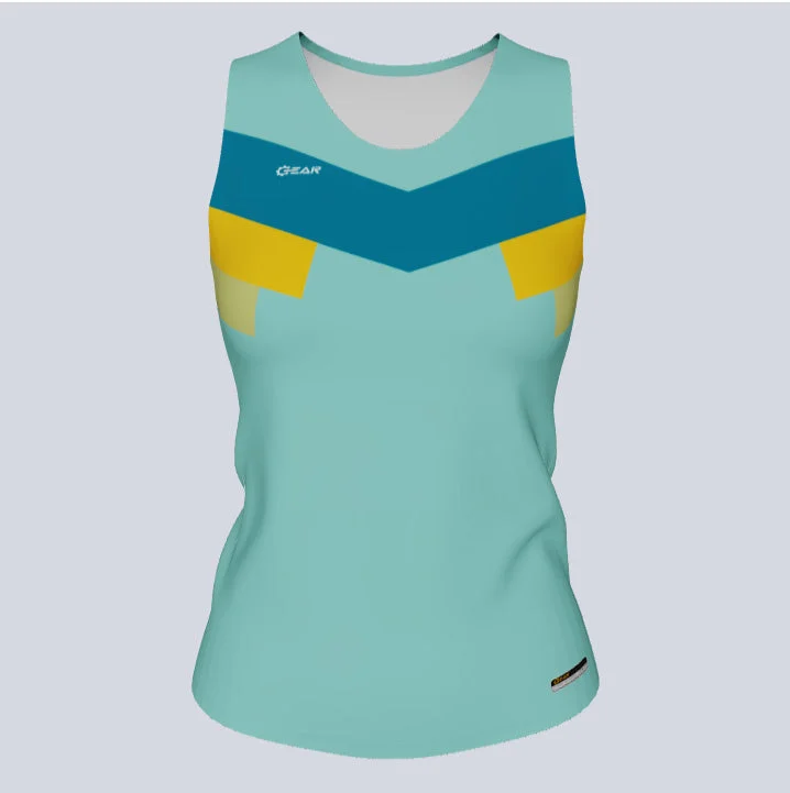 Women's jersey with antibacterial treatment for freshnessLadies Custom Fitted Track Singlet Vex Jersey