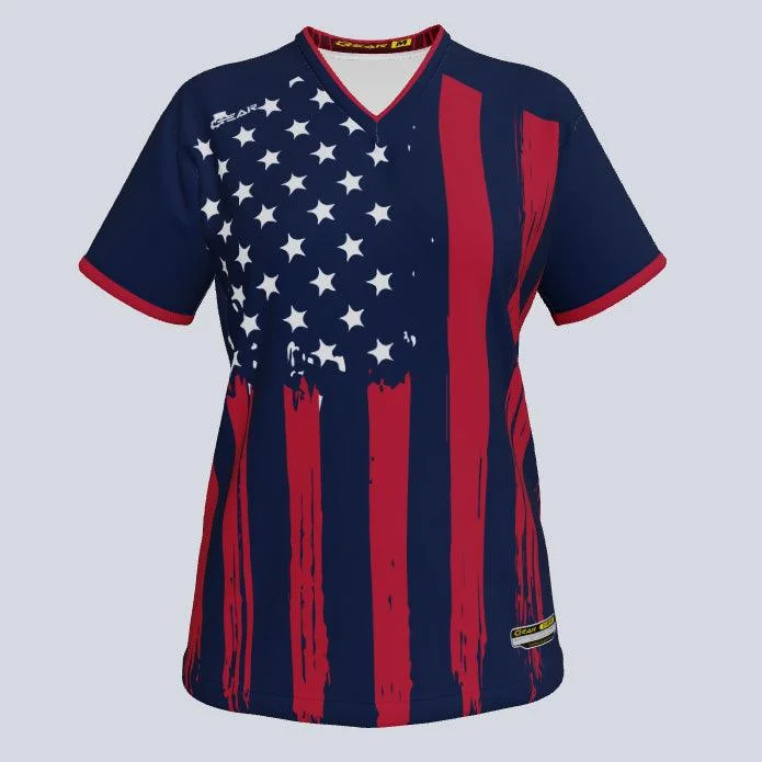 Women's jersey for gym workoutsLadies Brave Custom USA Jersey