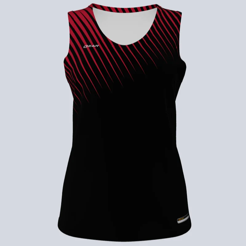 Women's jersey with a drawstring at the waistLadies Custom Track Singlet Burst Jersey