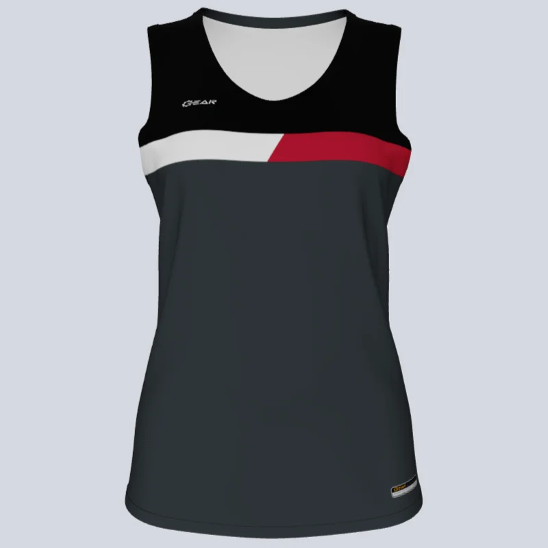 Women's jersey with a drawstring at the waistLadies Custom Track Singlet Finishline Jersey