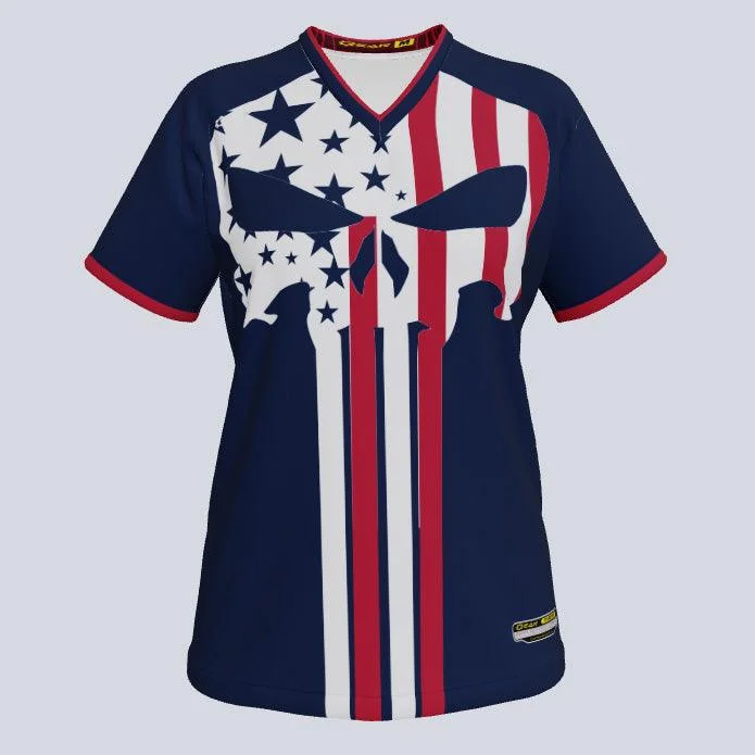Women's jersey with a printed pattern like stripesLadies Liberty Custom USA Jersey