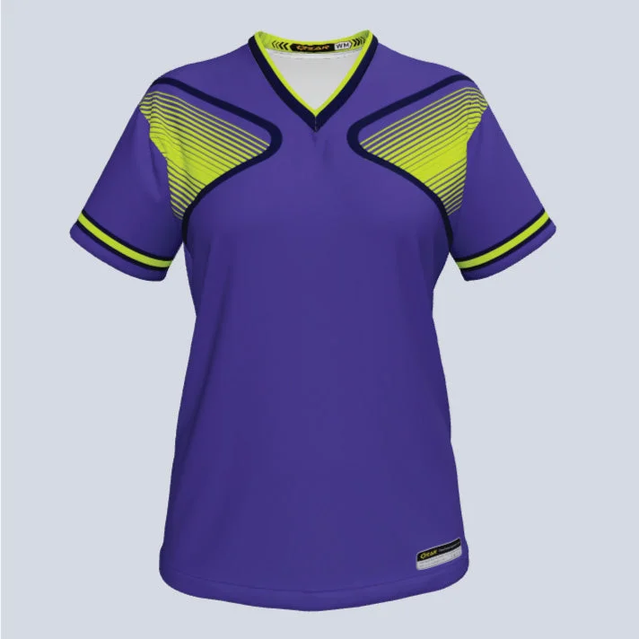 Women's jersey with a printed pattern like stripesLadies Lucia V-Neck Custom Jersey