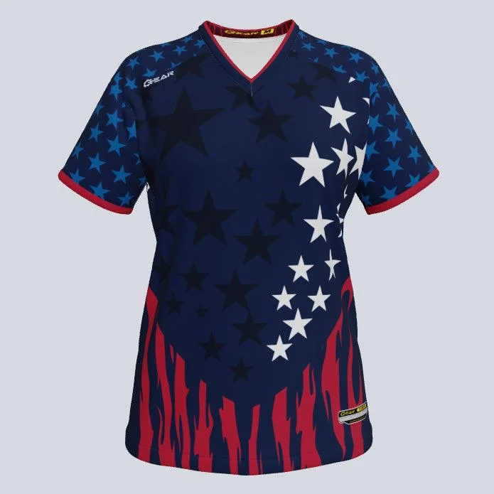 Pullover women's jersey for convenienceLadies Pride Custom USA Jersey