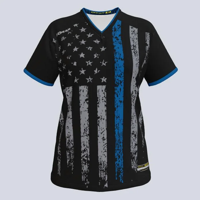 Women's jersey for cycling activitiesLadies Thin Blue Line Custom Jersey
