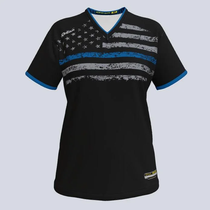Women's jersey with a cropped lengthLadies Thin Blue Line II Custom Jersey