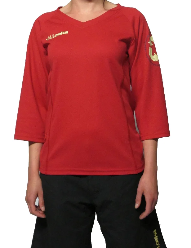 Women's jersey for outdoor sports like hikingLoeka Womens Kasista 3/4 Sleeve MTB Jersey - Tango Red