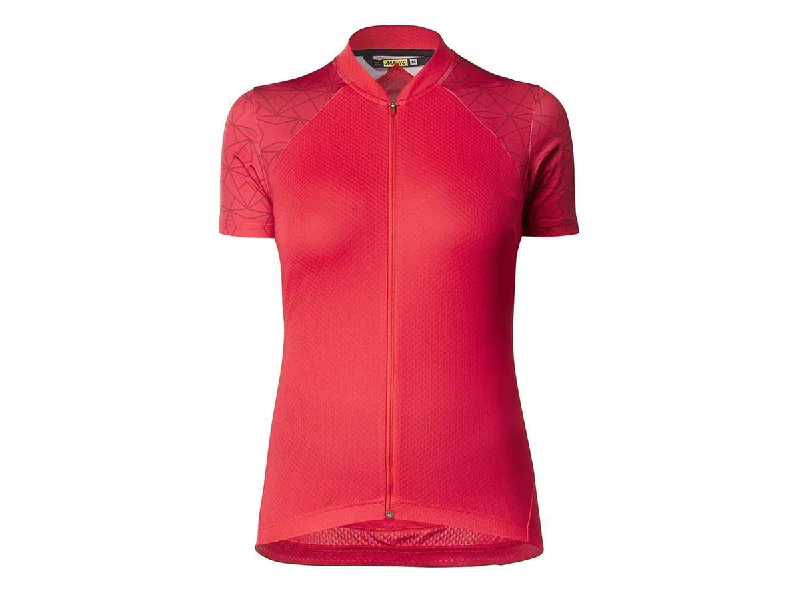 Women's jersey with a logo of a sports brandMavic Sequence Short Sleeve Road Jersey - Womens - Lollipop Red Women's jersey with a logo of a sports brandMavic Sequence Short Sleeve Road Jersey - Womens - Lollipop Red
