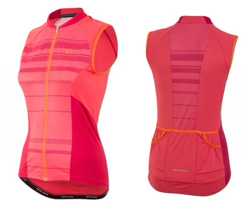 Pink women's jersey for a feminine vibePearl Izumi Elite Escape Sleeveless Road Jersey - Womens - Rouge Red Stripe