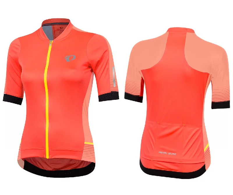 Women's jersey with a scoop - neck stylePearl Izumi Elite Pursuit Speed Short Sleeve Road Jersey - Womens - Firey Coral Diffuse