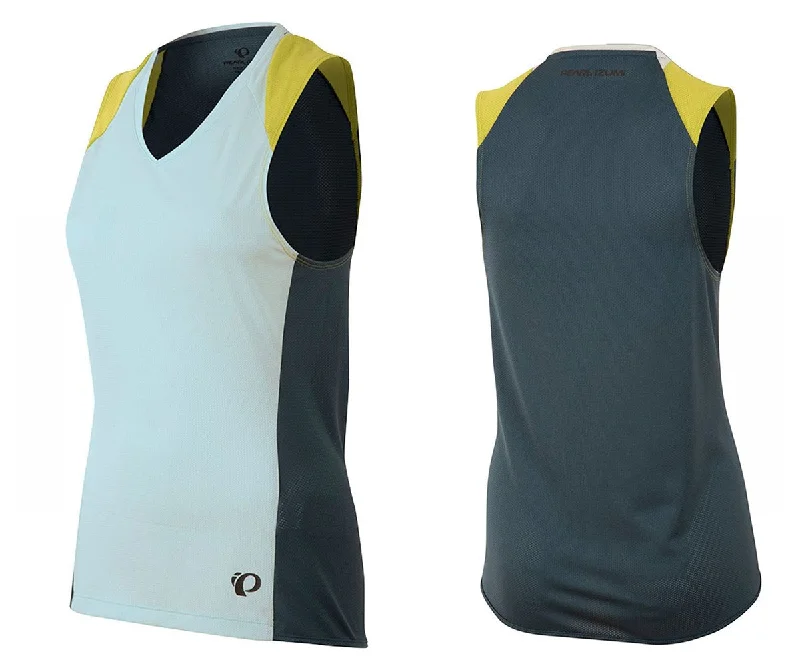 Green women's jersey for an earthy tonePearl Izumi Launch Sleeveless MTB Jersey - Womens - Skylight-Blue Steel