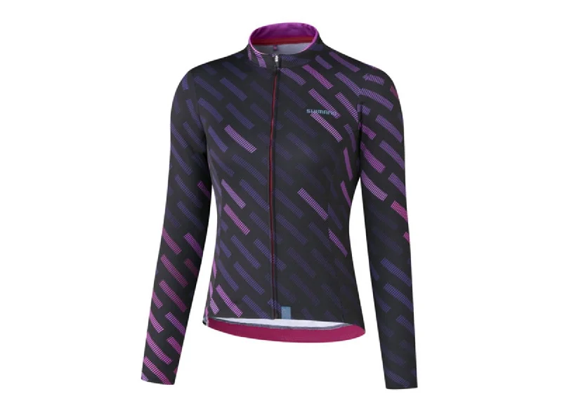 Loose - fitting women's jersey for a relaxed feelShimano Kaede Thermal Long Sleeve Road Jersey - Womens - Purple