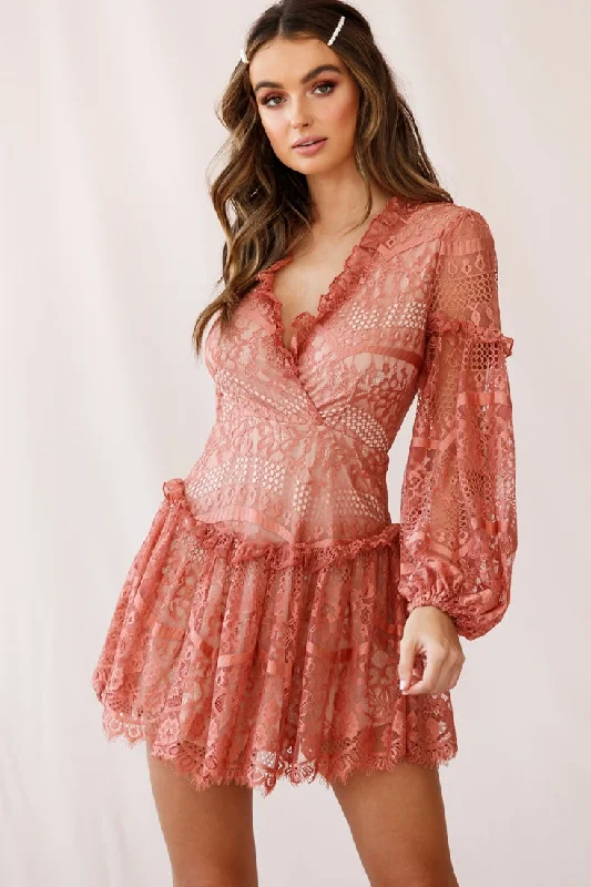 Wrap - Style Women Dress with Adjustable Fit for All Body TypesAlbany Open Back Frill Dress Rose