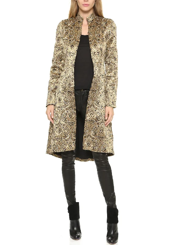 Maxi Women Dress with Floral Print for a Bohemian VibeGold Xia Metallic Jacquard Coat