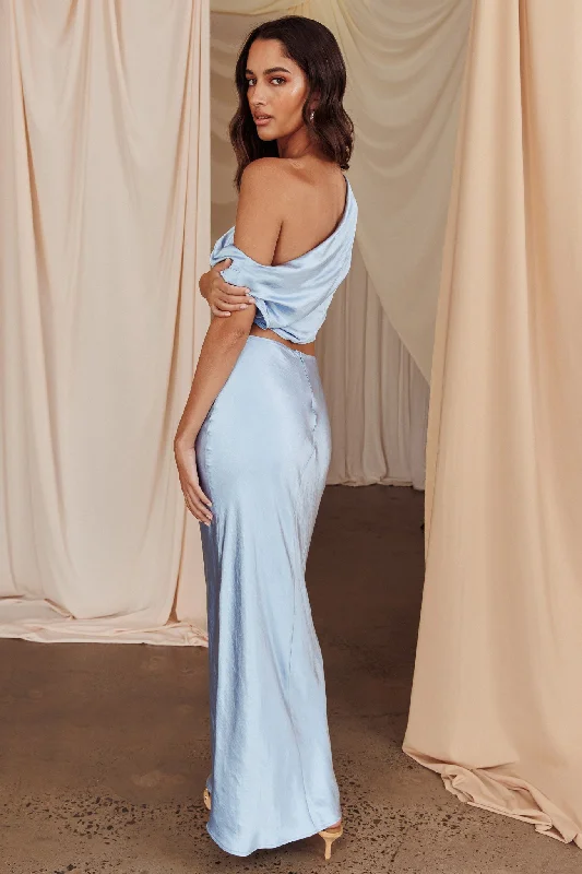 Lace - Embellished Women Dress for an Elegant and Sophisticated AppearanceAlivya Satin Maxi Skirt Blue Lace - Embellished Women Dress for an Elegant and Sophisticated AppearanceAlivya Satin Maxi Skirt Blue