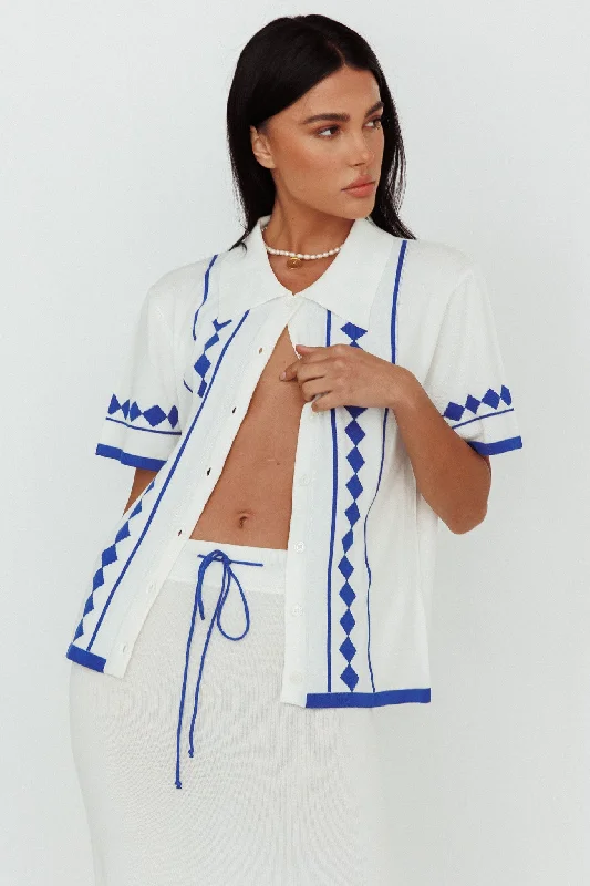 Ruffled Women Dress with Multiple Layers for a Playful and Girly StyleAmalfi Sun Knit Button-Up Shirt White