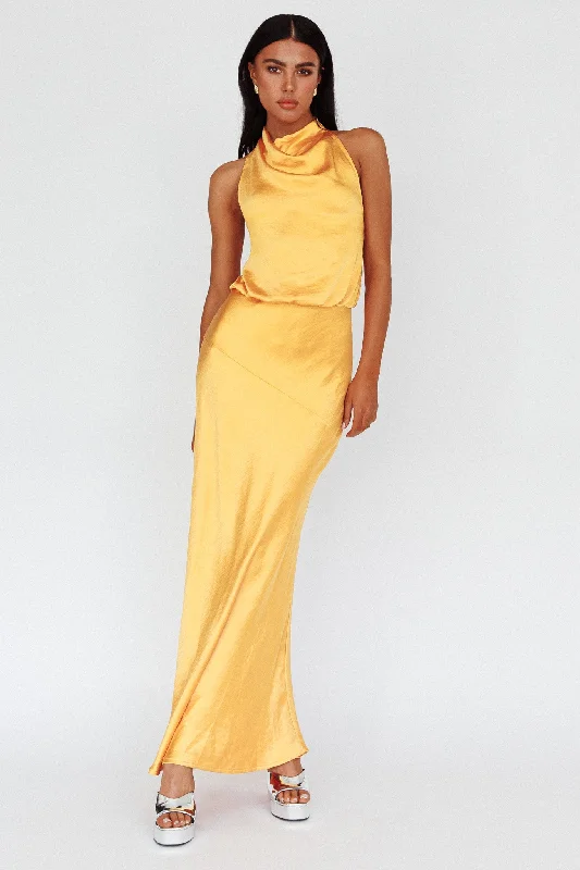 Backless Women Dress for a Sexy and Alluring Look at Evening EventsAmalfi Sunset Cowl Halterneck Maxi Dress Sun
