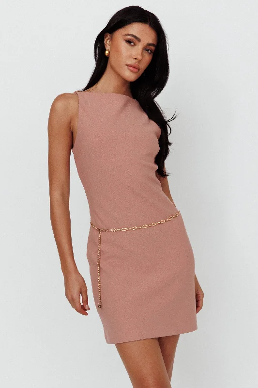 Plus Size Women Dress with a Flattering A - Line Cut for Comfort and StyleAnjali Sleeveless Shift Dress Dusty Rose
