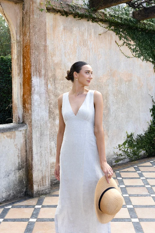 Mini Women Dress with a Short Hem for a Young and Trendy StyleAzalea Natural Linen Sleeveless Empire Midi Dress