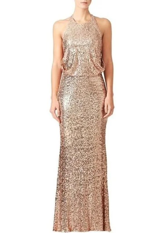 Halter Neck Women Dress to Show Off the Shoulders and NecklineGold Maria Sequins Gown