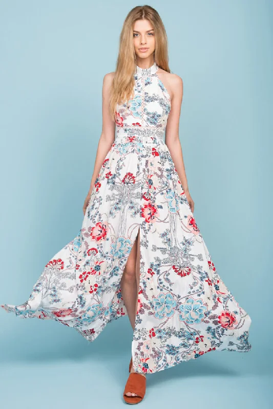 Mini Women Dress with a Short Hem for a Young and Trendy StyleBaylor Floral Maxi Dress White Mini Women Dress with a Short Hem for a Young and Trendy StyleBaylor Floral Maxi Dress White